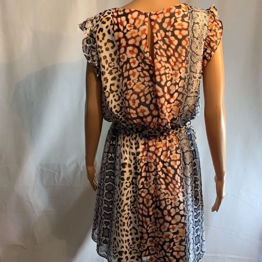 Express Leopard Print Mini Dress Large With Belt - Picture 5 of 13